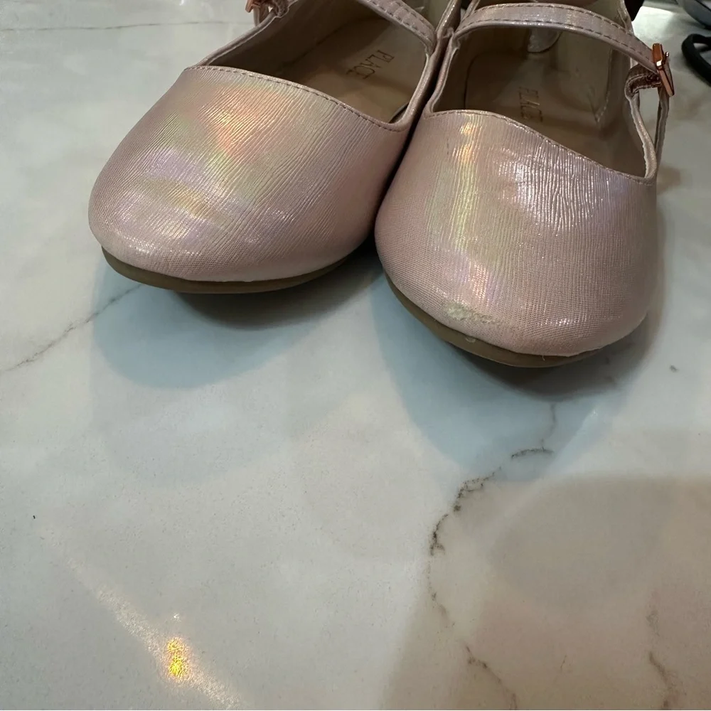 Girls Size 2 Rose Gold Pink Metallic Mary Jane Dress Shoes